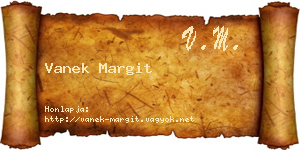 Vanek Margit névjegykártya